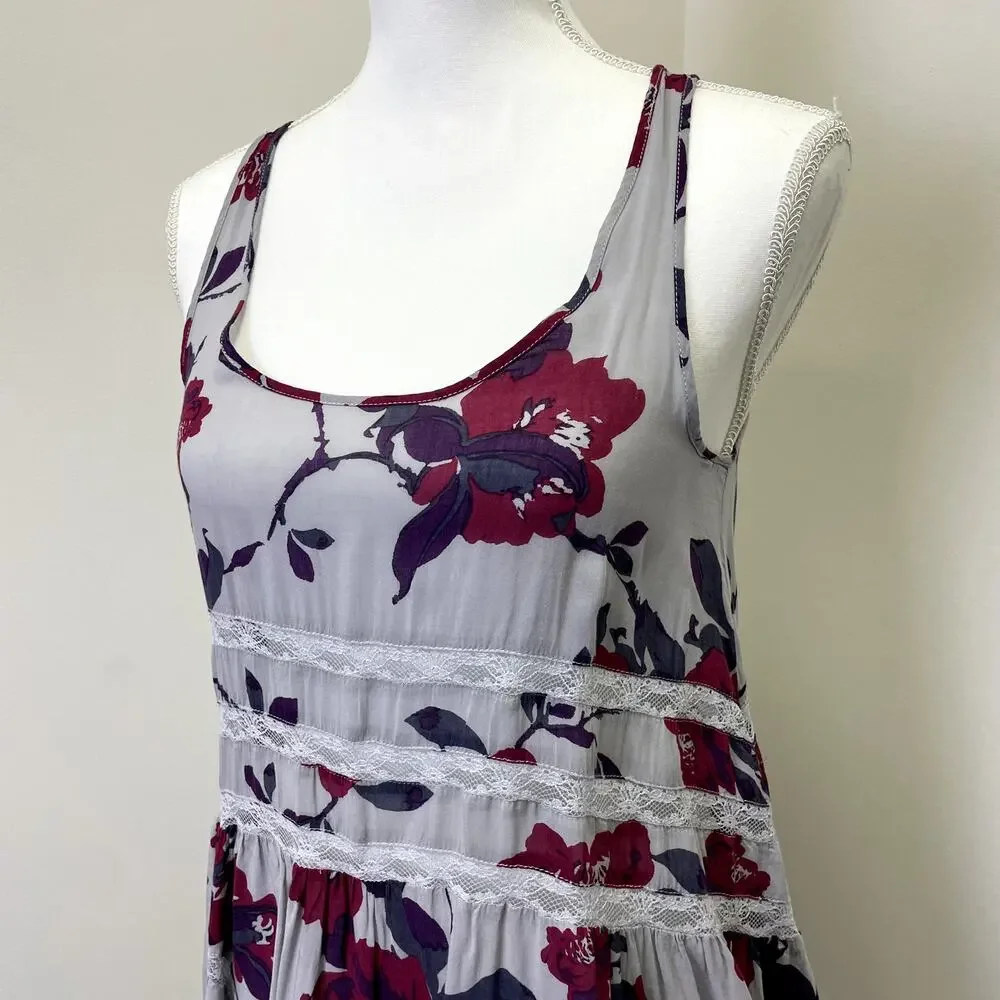 Free People Intimately Boho Floral Lace Asymmetrical Flowy Tank Top Size XS